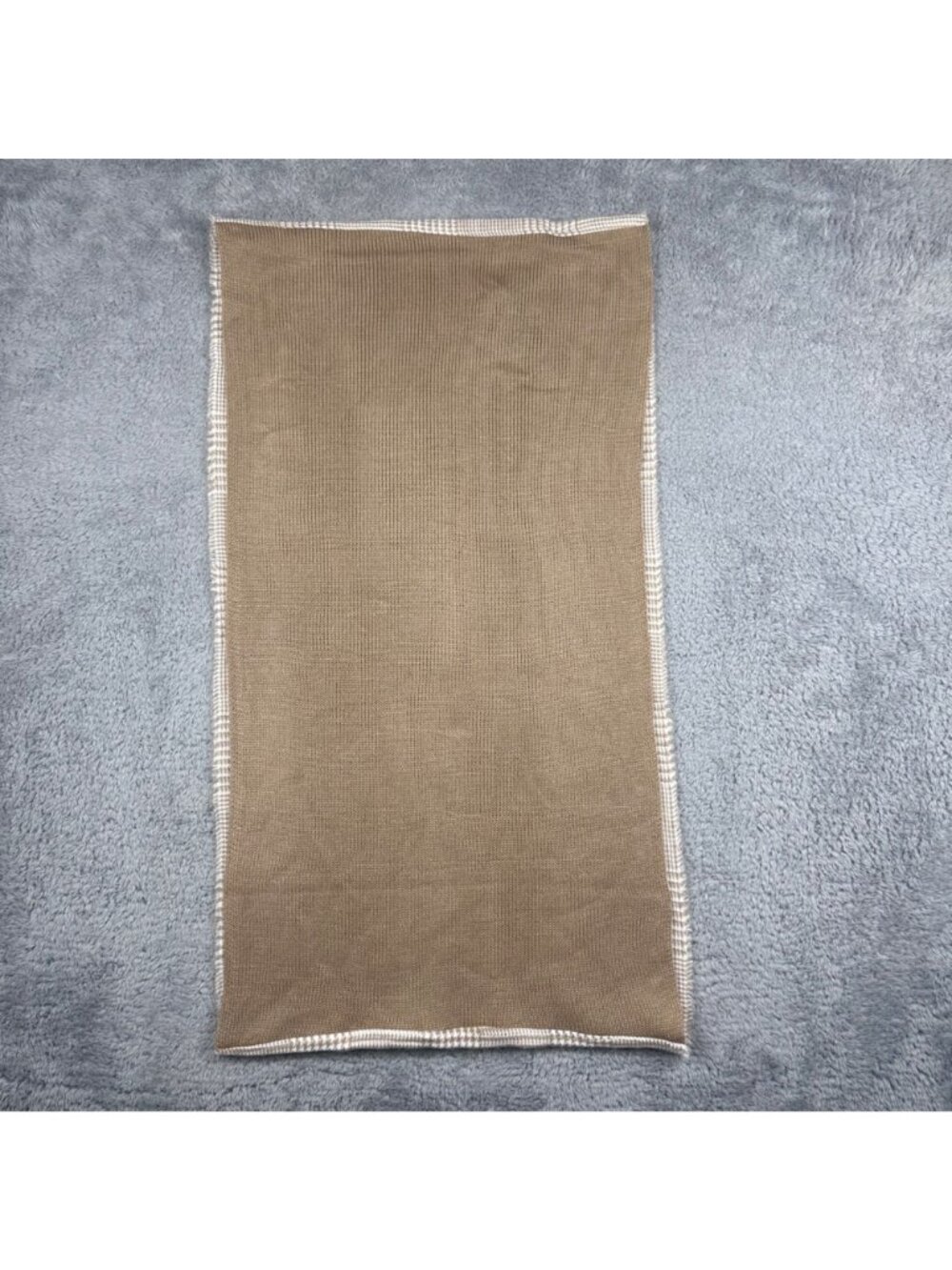 Reversible Brown & Plaid Knit Scarf By My Jessy  100% Acrylic  New With Tags  15 - Picture 5 of 7